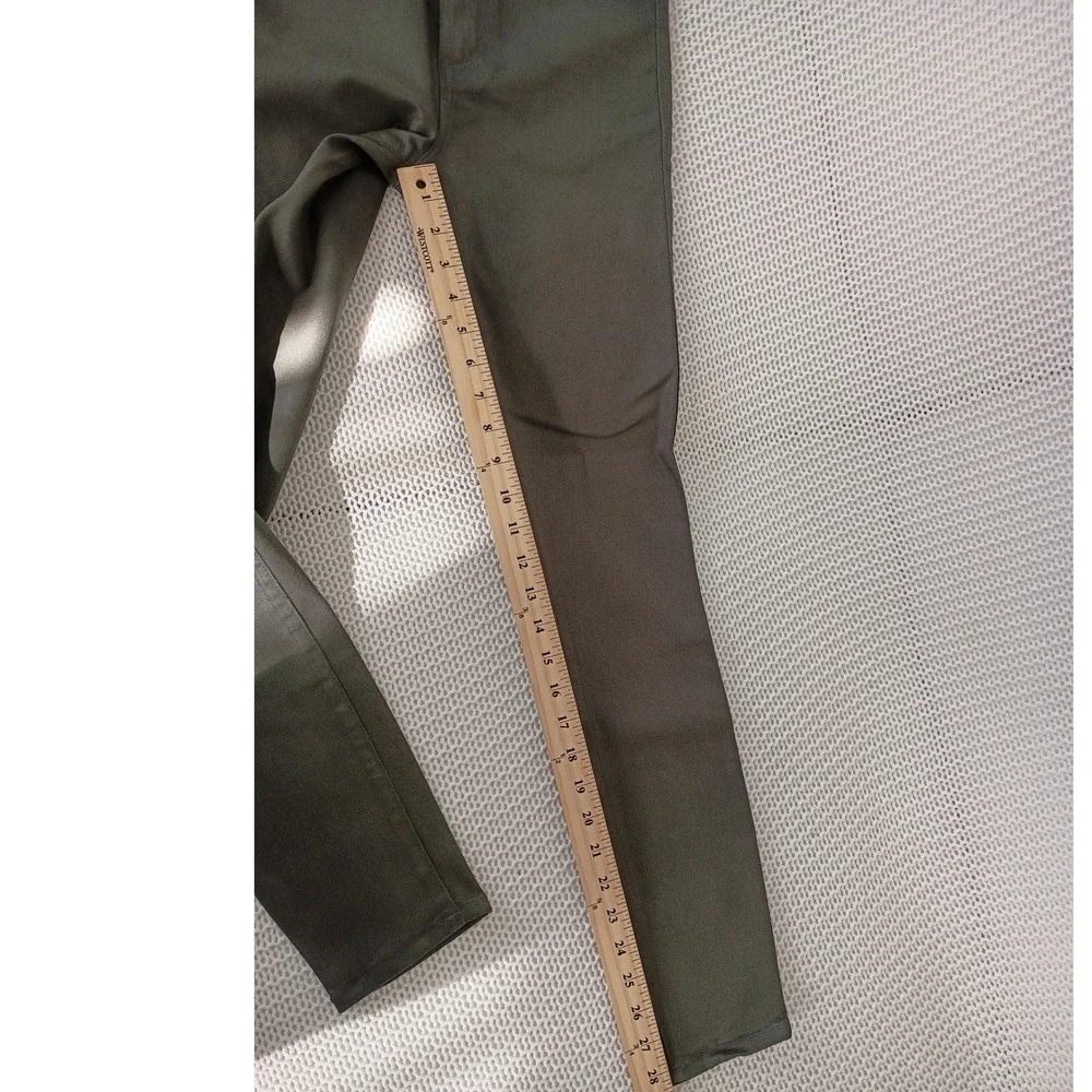 Anthro PAIGE Hoxton Ankle High Rise Coated Skinny Jeans Olive Grn 26x27 NWT $216